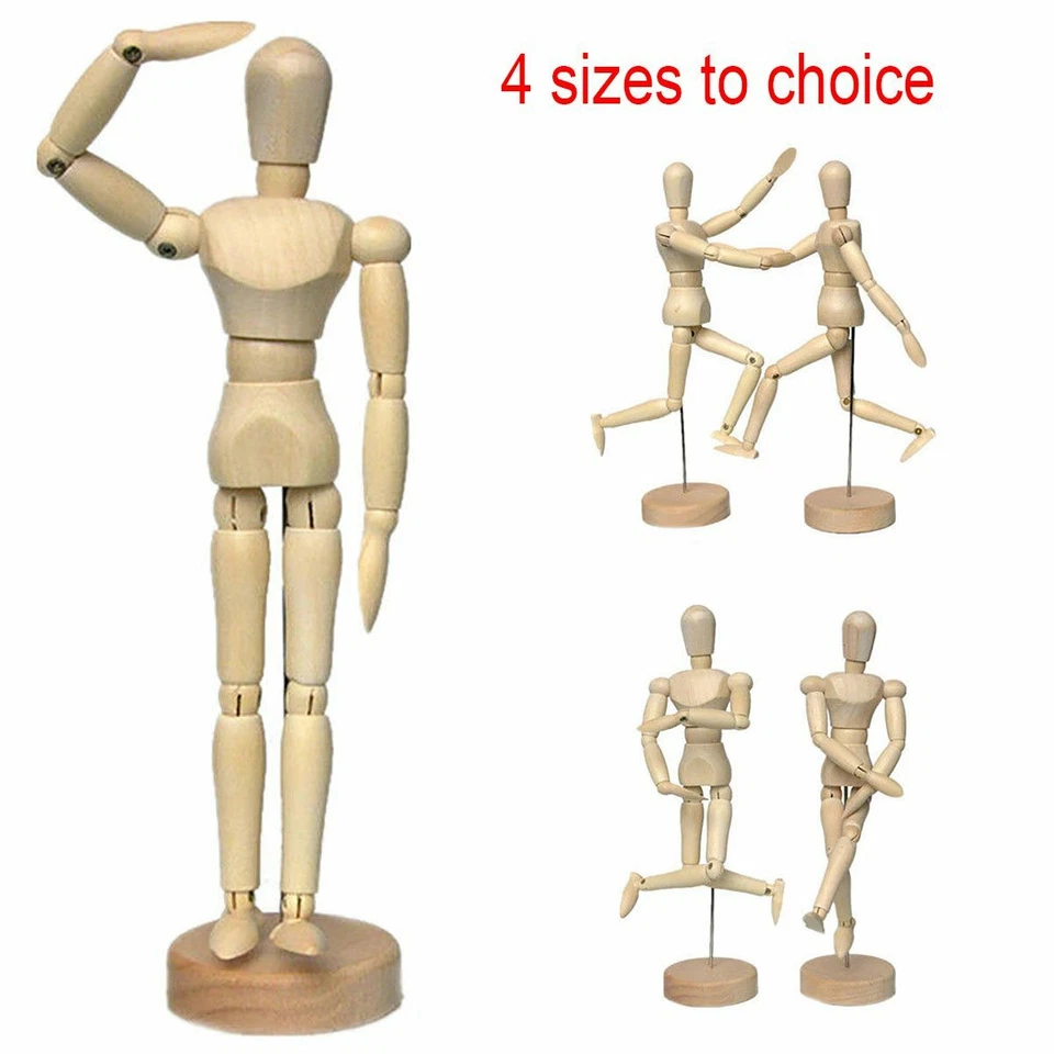 4.5"~12" ARTIST WOODEN MANIKIN MANNEQUIN SKETCHING LAY FIGURE DRAWING MODEL AID - Image 2 of 4