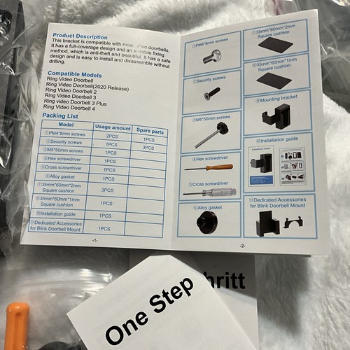 Anti-Theft Video Doorbell Door Mount No-Drill W/Adjustable Mounting Bracket NEW - Picture 10 of 24