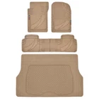 Motor Trend Trim-to-Fit Heavy Duty Rubber Car Floor Mats & Cargo Trunk Liner Tan
