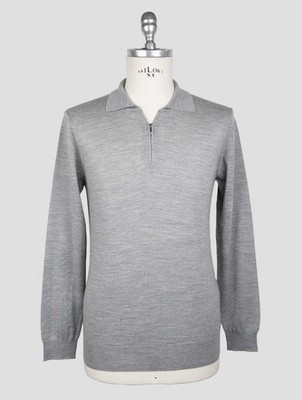 NEW MARCO PESCAROLO GRAY VIRGIN WOOL SWEATER POLO US 42 - EU 52 PMZ11