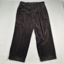 VTG Polo Ralph Lauren Corduroy Pants Men 38x30 36x29 Pleated Cuffed Brown