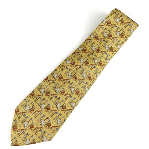 USADO Salvatore Ferragamo corbata seda amarillo animal