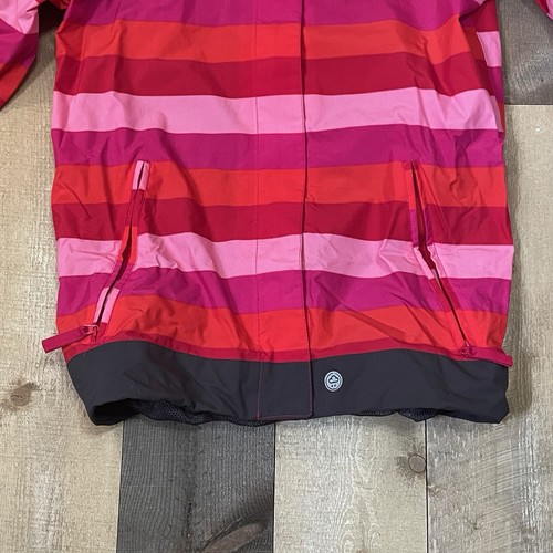 Helly Hansen PINK RED ORANGE Striped Girls Size 152/12 Lightweight Rain Jacket - Picture 4 of 4