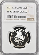 2021 TDC T. Da Cunha Silver 50 Pence St. George & The Dragon Proof NGC PF70