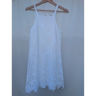 Francescas White Floral Lace Mini Dress Sleeveless Halter Neck DA6615IMK Medium