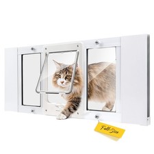 Full-Size Window Pet Door for Cats  Small Dogs, Width Adjustable Fits Slidin...