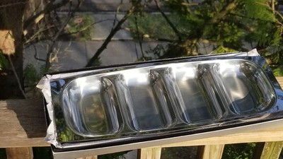 VINTAGE MCM  A S  STAINLESS SWEEDEN SERVING TRAY  4 SECTION  15.5'' X 6''
