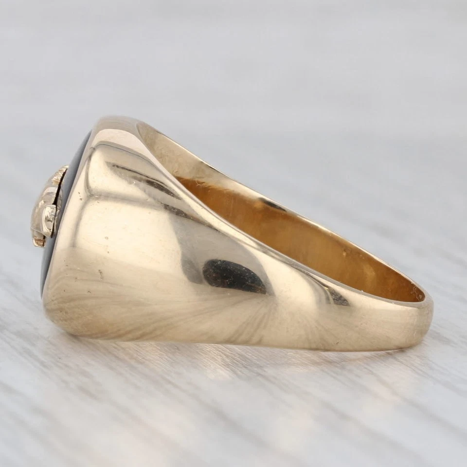 Anillo de sello vintage Ford Mustang oro 14k ónix caballo sello talla 13 Foto 3 de 4