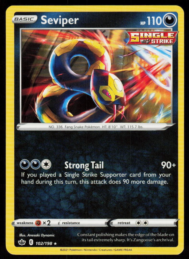 Seviper 102/198 Rare Chilling Reign Pokemon Near Mint