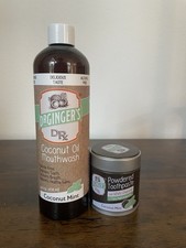 Dr Ginger  s Coconut Oil Mouthwash  Powdered Toothpaste Bundle 14 fl oz