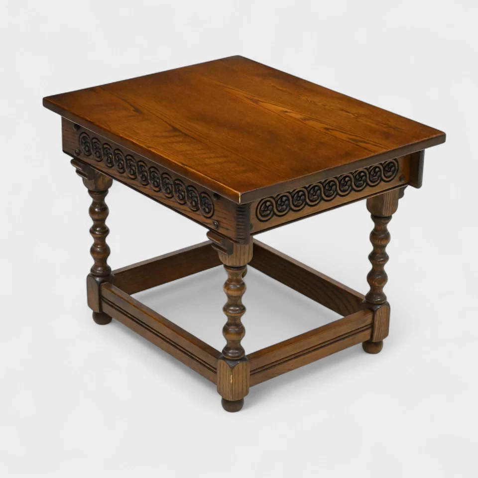 Old Charm Side Table Lamp Table Light Oak Bobbin Turned Legs FREE UK Delivery - Image 2 of 4