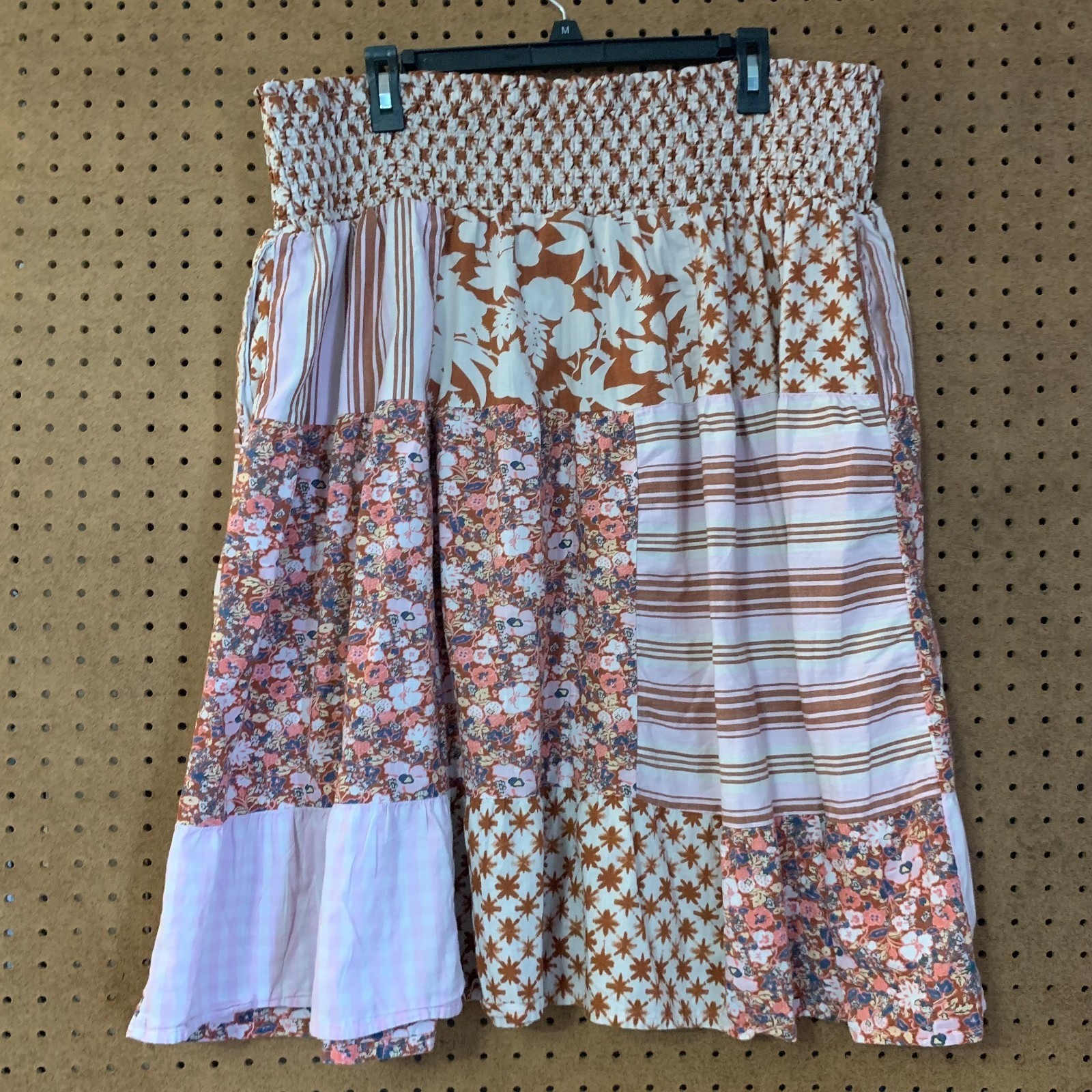 Universal Thread Patchwork Smocked Midi Skirt 2X … - image 3