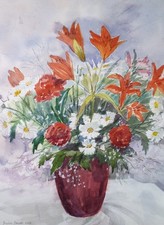 Original Watercolour, 'Mixed Flowers', Shelia Sewell RMS, circa 1990's