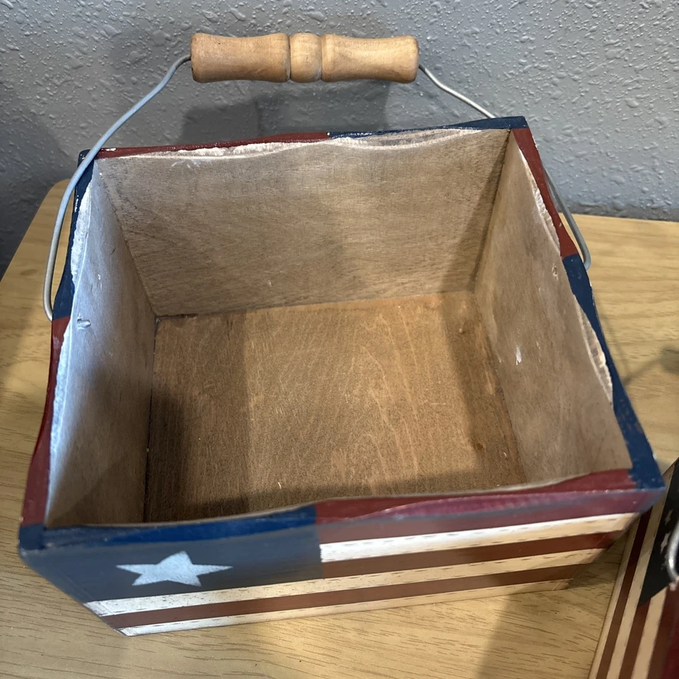 Patriotic American Flag Decor Baskets-  Rustic Storage Home Decor FAST SHIP - Image 3 of 4
