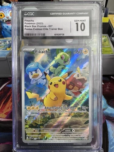 CGC 10 GEM MINT Pikachu 027 Black Star Promo Holo Pokemon Paldea Evolved ETB