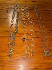 Vintage Silver Gold Tone Metal Chain Link Belts Set of 3