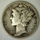 1924 S US Mercury Dime Coin Circulated VG 10c Silver Very Good Condition