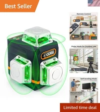 Compact 3x360° Self-Leveling Green Laser Level with Remote Control & Accessories