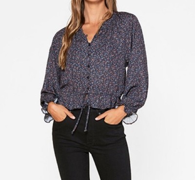 Outerknown Women s XS Poet Blouse in Indigo Mariquita $128 NEW