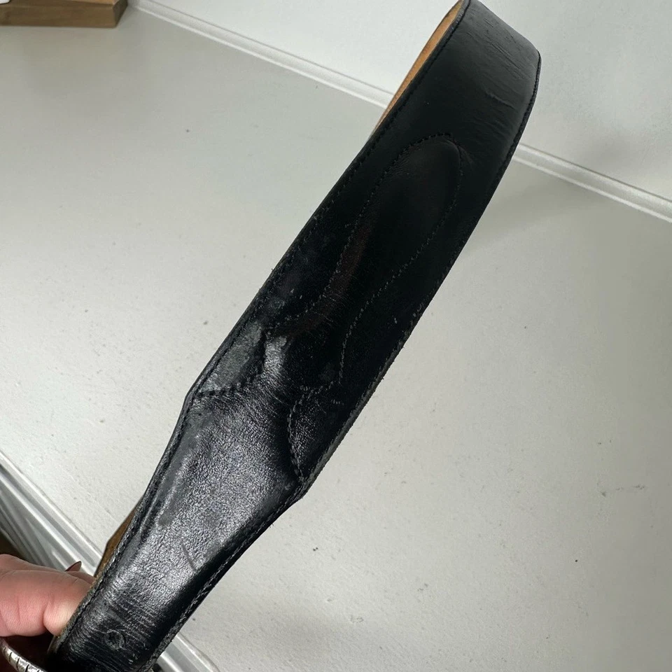 Cinturón de cuero Justin Vintage Western para mujer talla 36 negro plateado hebilla EE. UU. Foto 4 de 4