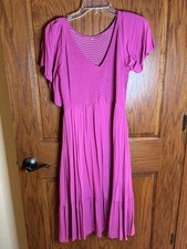 pink ruffle slev tiered midi long dress L