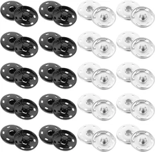 Snaps for Fabric, 20 Sets 1 Inch Snap Buttons for Clothes Metal Sew On Snaps Lar