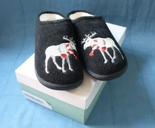 Coldwater Creek Women’s 10 W Slippers Winter Black Moose Christmas Scuffs