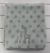 Carter's JUST ONE YOU Plush Baby Blanket Lovey Giraffe Gray Green Polka Dots
