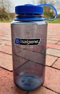 Nalgene Trinkflasche 1l, Weithals, grau/transparent mit blauem Deckel