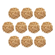 10 Pcs Wicker Rattan Balls 2.4 Inch Rattan Decorative Balls Golden