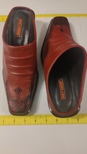 VINTAGE Harley Davidson Red/Back Flame mules. Size 7. Preowned. Good Condition
