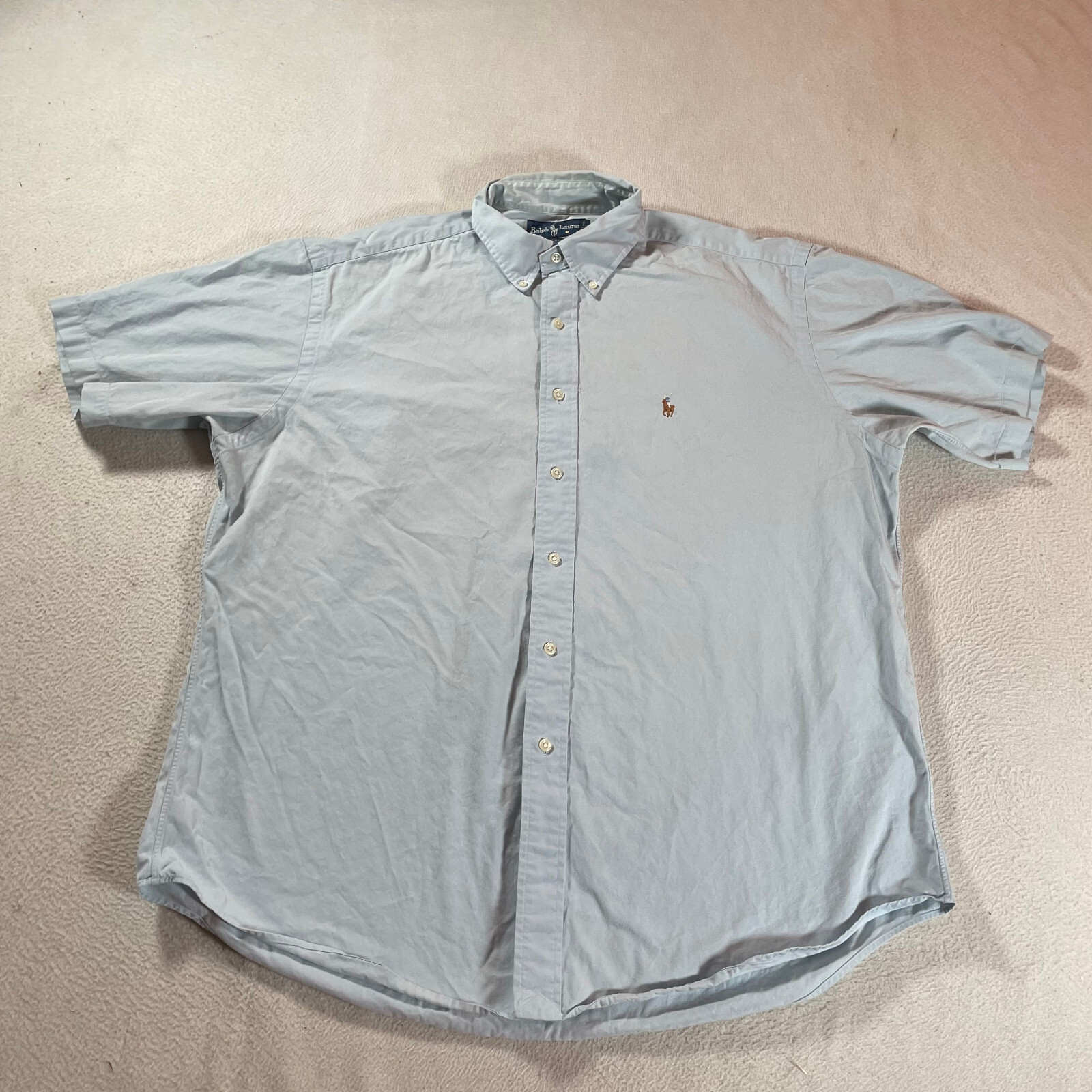 Camicia Ralph Lauren uomo grande blu Blake abbottonata carne pony chiesa affari