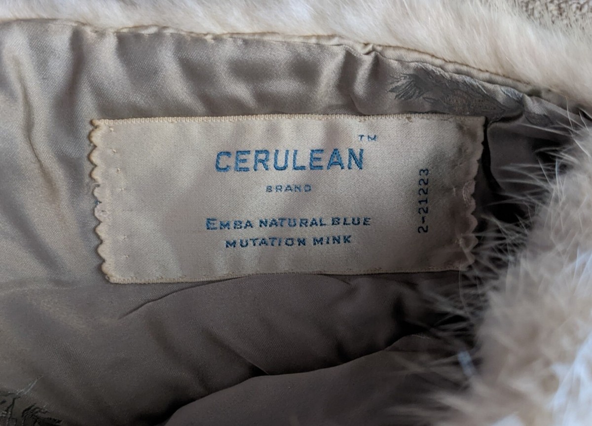 Vtg Mink Fur Shawl Cerulean Emba natural Blue MINK Stole 