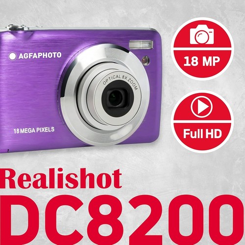 AgfaPhoto Realishot 8 x Optical Zoom 18MP CMOS Digital Camera, Purple - Picture 2 of 9