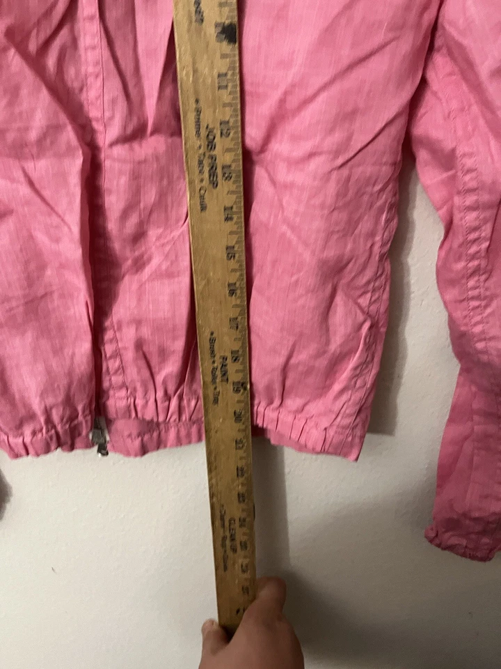 Jaqueta DKNY Donna Karan Nova York Vintage Retrô Rosa Quebra-Vento Linho Tamanho 6 - Imagem 4 de 4