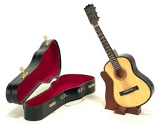 Miniature Guitar Music Instrument Miniature Replica Guitar w Stand Case 9.25"