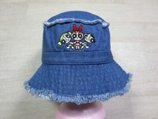 Vintage Power Puff Girls Adult Denim Bucket Hat 1990's Cartoon Network Promo