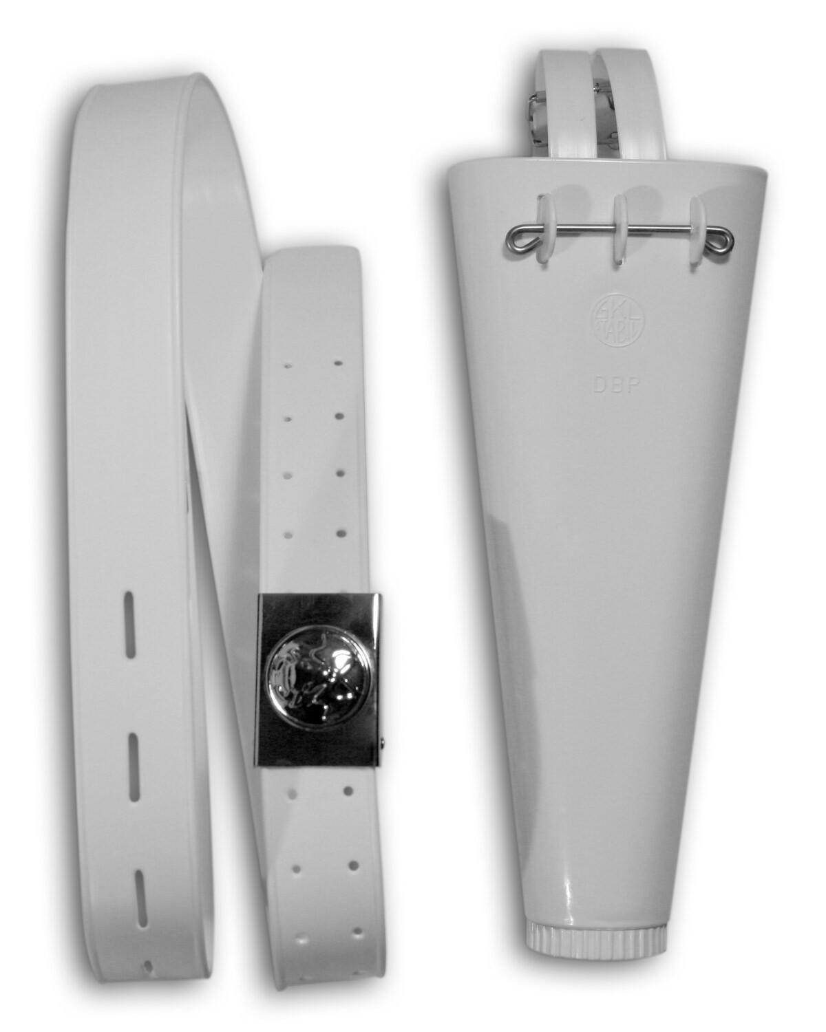 Messerköcher-Garnitur mit Koppelgürtel für 4 Messer, weiss