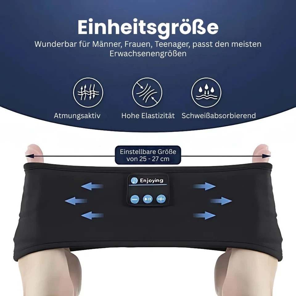 Bluetooth Kopfhörer Stirnband – Musik für Schlafen, Training, Laufen & Yoga - Bild 4 von 4