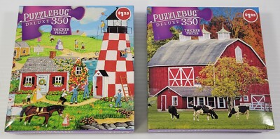 I) Lot 2 Puzzlebug Deluxe Jigsaw Puzzles 350 Down on Farm