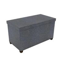 Dar Storage Ottoman 17X34 with Wooden Feet, Dark Gray Coffee Table 