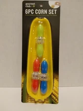 Gourmet Club 6 Piece Corn Cob Holder Set 3 Trays Yellow, 3 Sets of Holders
