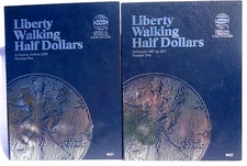 Whitman Liberty Walking Half Dollars Volumes 1 & 2 1916-1947 Coin Folders, Album