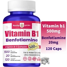 Vitamin B-1 500mg (120 Vegetarian Capsules) - No Stearates - No Flow Agents
