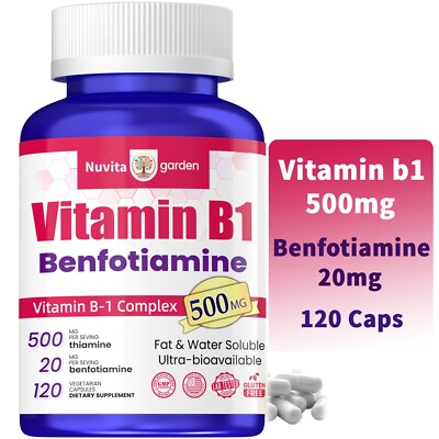 Vitamin B-1 (thiamine) 500mg, 120 Capsules, Support Nervous System Health
