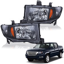 Headlights Assembly For 2006-2014 Honda Ridgeline Black Amber Pair Left & Right