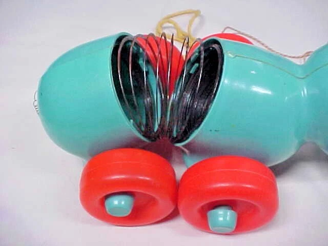 VINTAGE 1965 Slinky Hippo Pull Toy JAMES INDUSTRIES Missing Hat - Image 3 of 4