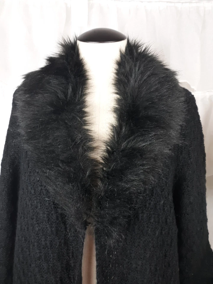 Я джинсы на Buffalo черный кардиган свитер искусственного меха воротник размер маленький новый с Ярлыками $85 - Изображение 2 из 4