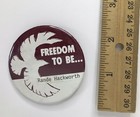 Vintage Button Pin Freedom To Be Bird Flying Personalized by Orig. Owner 2.25" — photo 3