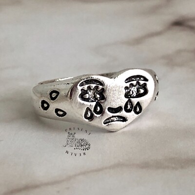 Adjustable Rings Crying Heart Ring Sad Face Adjustable Ring